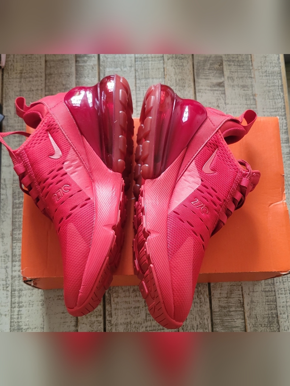 Nike Air Max 270 sneakers in red. Youth US size 4Y.